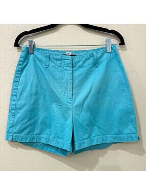Harold's Blue Chino Shorts Cotton Twill Flat Front Zip Slash Pockets Womens 4